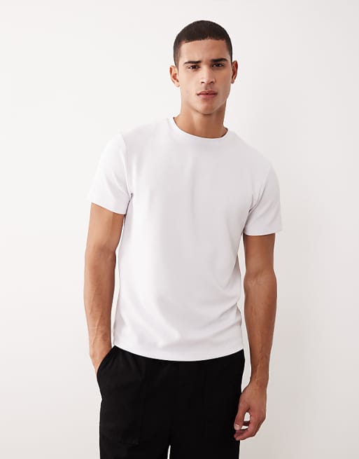 ASOS DESIGN heavyweight crew neck t-shirt in white texture