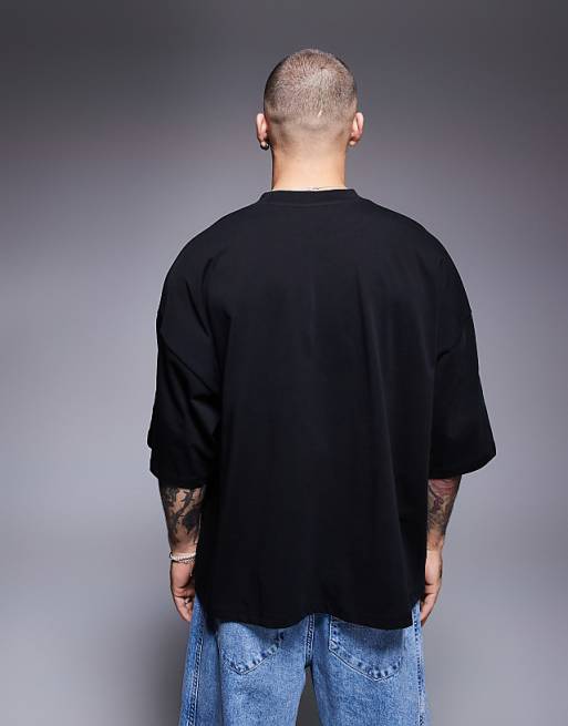 ASOS DESIGN Heavyweight Extreme Oversized Half Sleeve T-shirt In Black