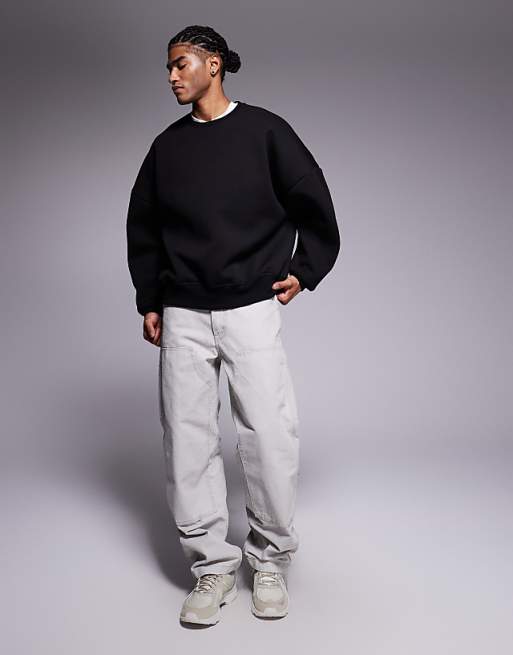 ASOS DESIGN Heavyweight Extreme Oversized Sweatshirt In Scuba-style Fabric In Black