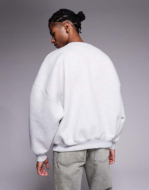 ASOS DESIGN Heavyweight Extreme Oversized Sweatshirt In Scuba-style Fabric In White Marl