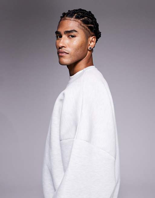 ASOS DESIGN Heavyweight Extreme Oversized Sweatshirt In Scuba-style Fabric In White Marl