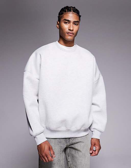 ASOS DESIGN heavyweight extreme oversized sweatshirt in scuba-style fabric in white marl