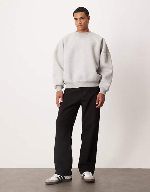 ASOS DESIGN Heavyweight Extreme Oversized Sweatshirt In Scuba-style Fabric In Grey Marl