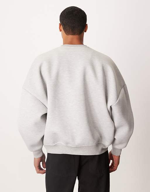 ASOS DESIGN Heavyweight Extreme Oversized Sweatshirt In Scuba-style Fabric In Grey Marl