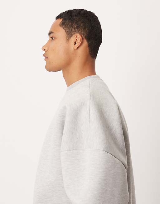 ASOS DESIGN Heavyweight Extreme Oversized Sweatshirt In Scuba-style Fabric In Grey Marl