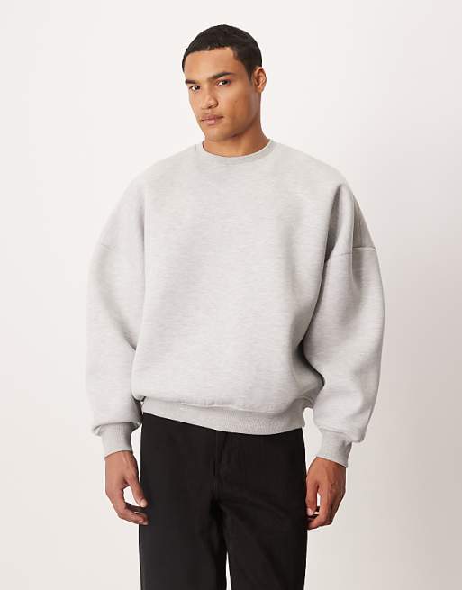ASOS DESIGN heavyweight extreme oversized sweatshirt in scuba-style fabric in grey marl