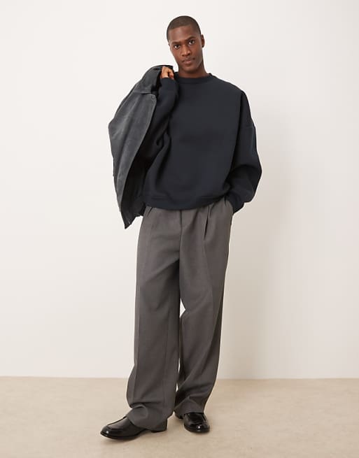 ASOS DESIGN Heavyweight Extreme Oversized Sweatshirt In Scuba-style Fabric In Navy