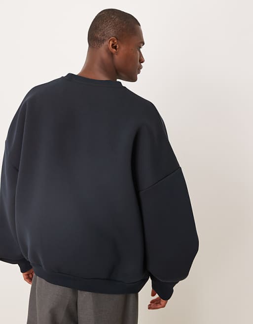 ASOS DESIGN Heavyweight Extreme Oversized Sweatshirt In Scuba-style Fabric In Navy