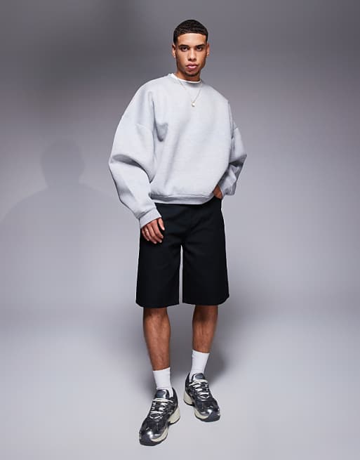 ASOS DESIGN Heavyweight Extreme Oversized Sweatshirt In Scuba-style Fabric In Grey Marl