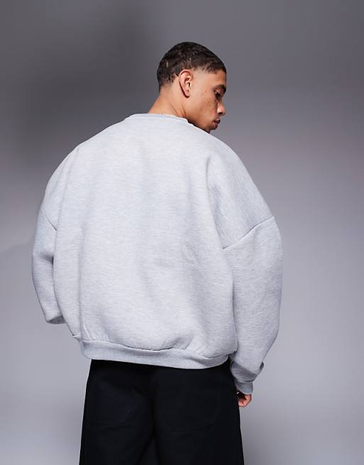 ASOS DESIGN Heavyweight Extreme Oversized Sweatshirt In Scuba-style Fabric In Grey Marl