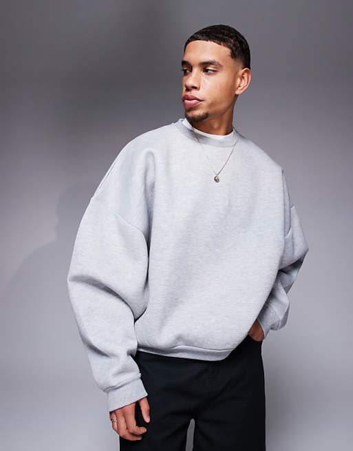 ASOS DESIGN heavyweight extreme oversized sweatshirt in scuba-style fabric in grey marl