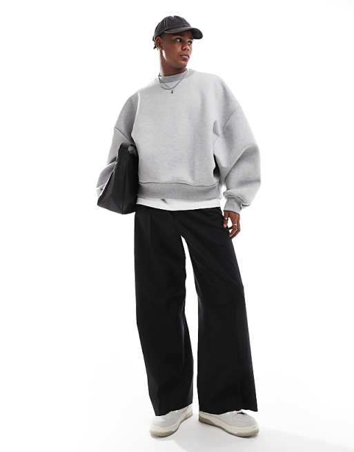 ASOS DESIGN Heavyweight Extreme Oversized Sweatshirt In Scuba-style Fabrici N Grey Marl