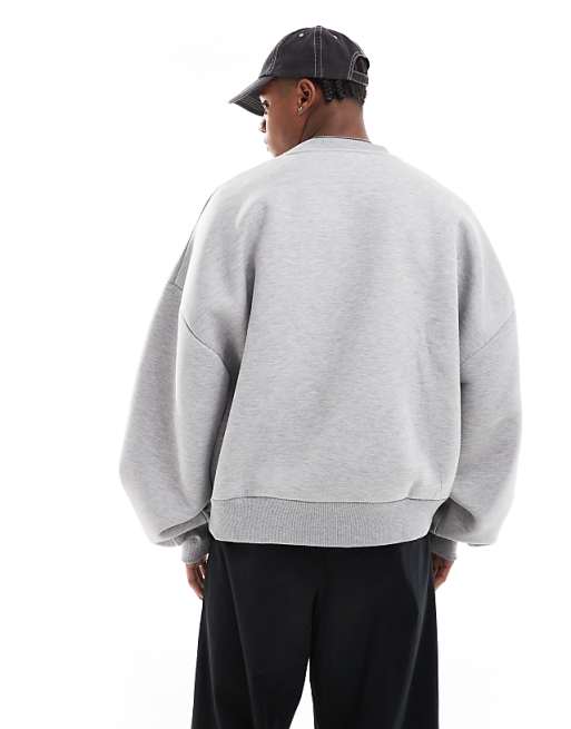 ASOS DESIGN Heavyweight Extreme Oversized Sweatshirt In Scuba-style Fabrici N Grey Marl