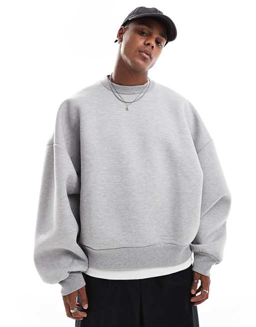 ASOS DESIGN heavyweight extreme oversized sweatshirt in scuba-style fabrici n grey marl