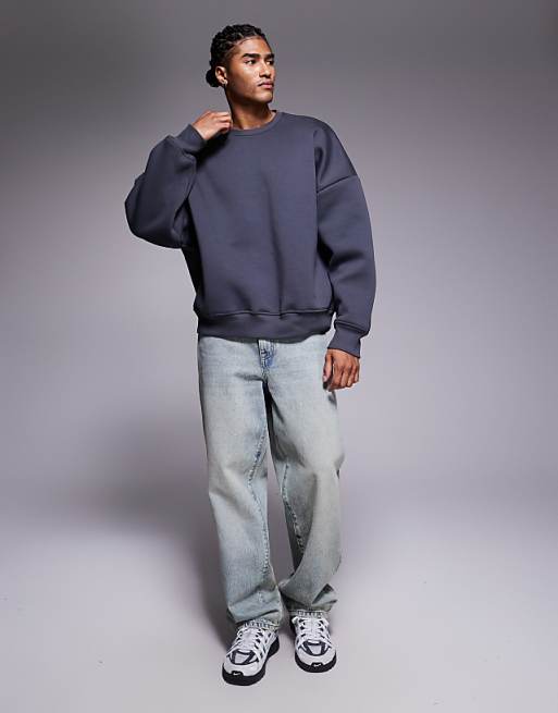 ASOS DESIGN Heavyweight Extreme Oversized Sweatshirt In Scuba-style Fabric In Charcoal