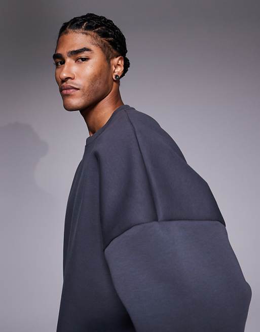 ASOS DESIGN Heavyweight Extreme Oversized Sweatshirt In Scuba-style Fabric In Charcoal