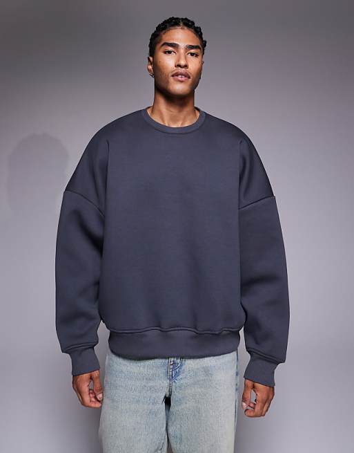 ASOS DESIGN heavyweight extreme oversized sweatshirt in scuba-style fabric in charcoal