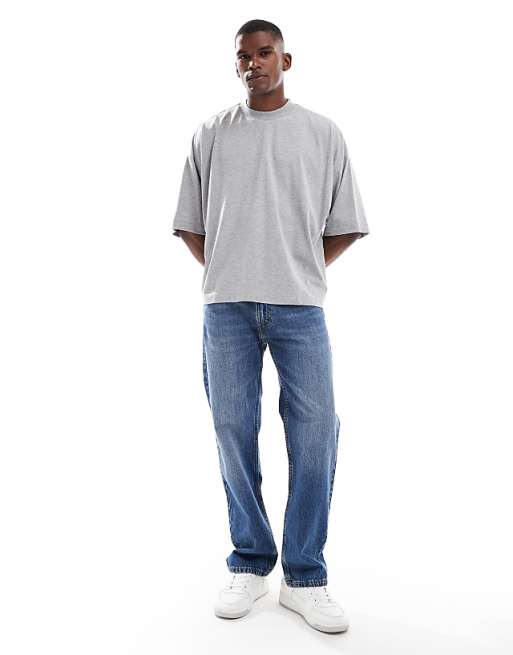 ASOS DESIGN Heavyweight Extreme Oversized T-shirt With Half Sleeve In Grey Marl
