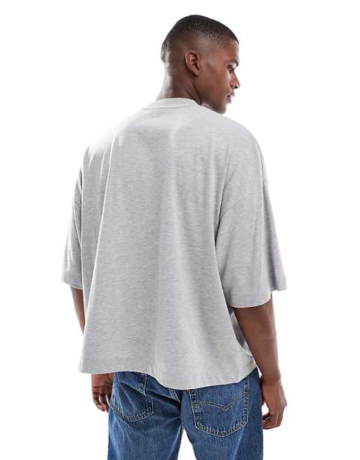 ASOS DESIGN Heavyweight Extreme Oversized T-shirt With Half Sleeve In Grey Marl