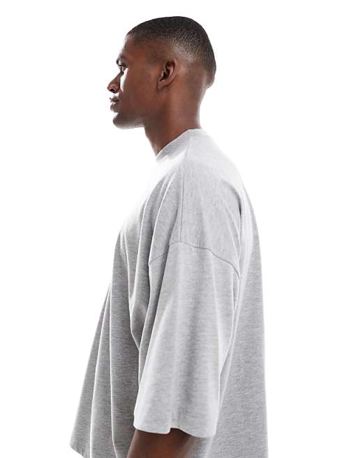 ASOS DESIGN Heavyweight Extreme Oversized T-shirt With Half Sleeve In Grey Marl