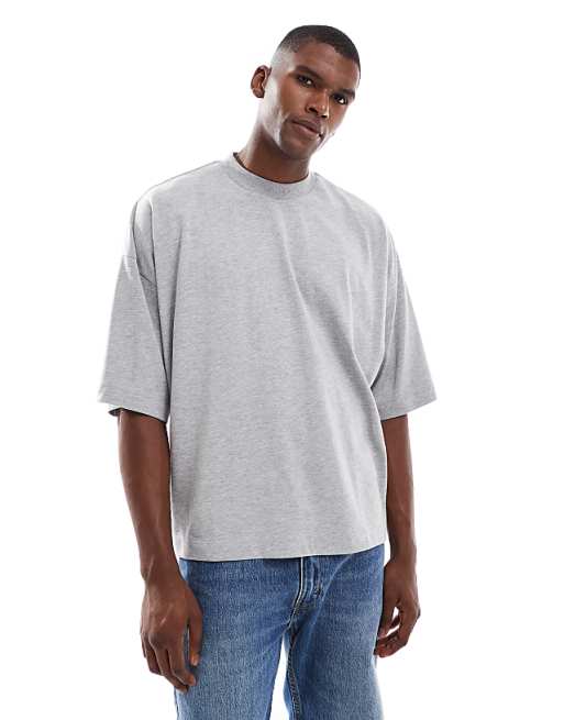ASOS DESIGN heavyweight extreme oversized t-shirt with half sleeve in grey marl