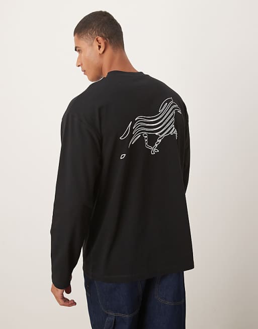ASOS DESIGN Heavyweight Long Sleeve T-shirt With Street Graphic In Black