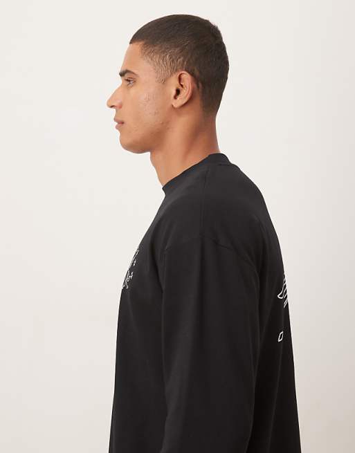 ASOS DESIGN Heavyweight Long Sleeve T-shirt With Street Graphic In Black