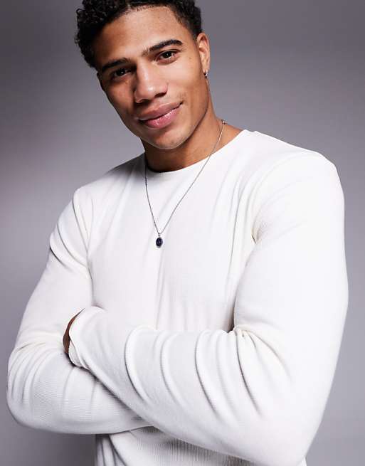 ASOS DESIGN Heavyweight Muscle Fit Long Sleeve T-shirt In Cream Rib