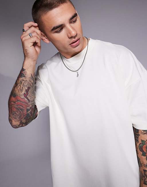 ASOS DESIGN Heavyweight Oversized Boxy Drop Shoulder T-shirt In Cream