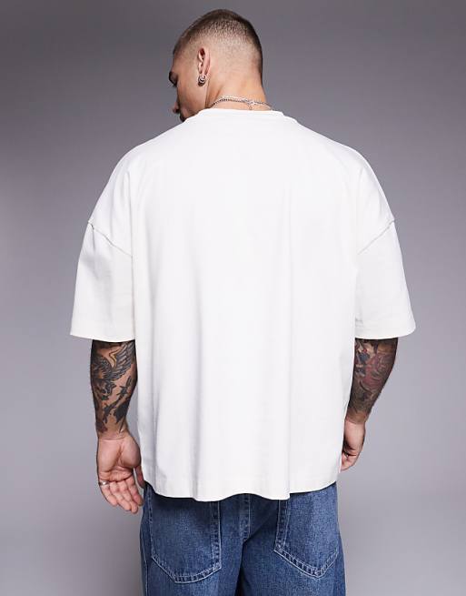 ASOS DESIGN Heavyweight Oversized Boxy Drop Shoulder T-shirt In Cream