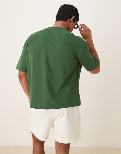 ASOS DESIGN Heavyweight Oversized Boxy Drop Shoulder T-shirt In Green