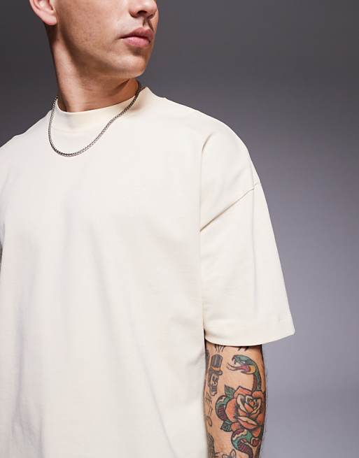 ASOS DESIGN Heavyweight Oversized Boxy Drop Shoulder T-shirt In Cream