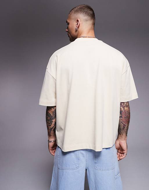 ASOS DESIGN Heavyweight Oversized Boxy Drop Shoulder T-shirt In Cream
