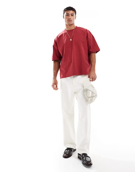 ASOS DESIGN Heavyweight Oversized Boxy Drop Shoulder T-shirt In Red