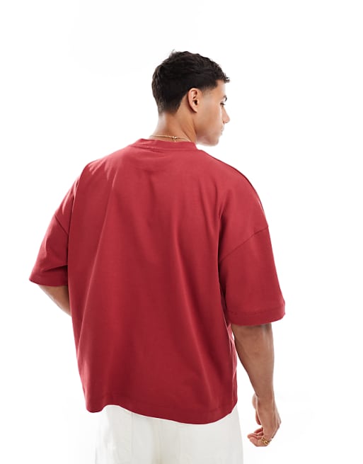 ASOS DESIGN Heavyweight Oversized Boxy Drop Shoulder T-shirt In Red