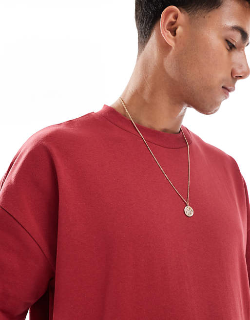 ASOS DESIGN Heavyweight Oversized Boxy Drop Shoulder T-shirt In Red