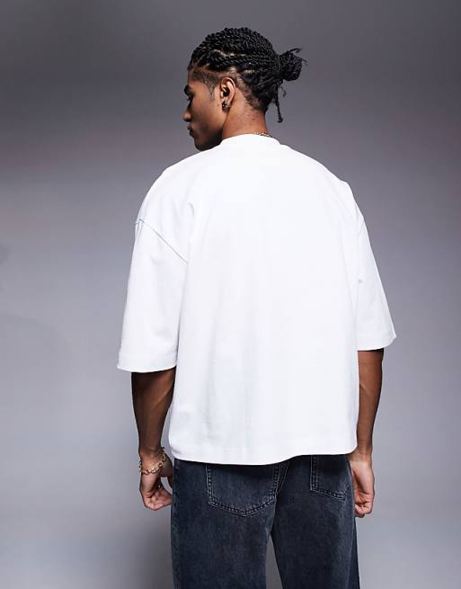 ASOS DESIGN Heavyweight Oversized Boxy Half Sleeve T-shirt In White