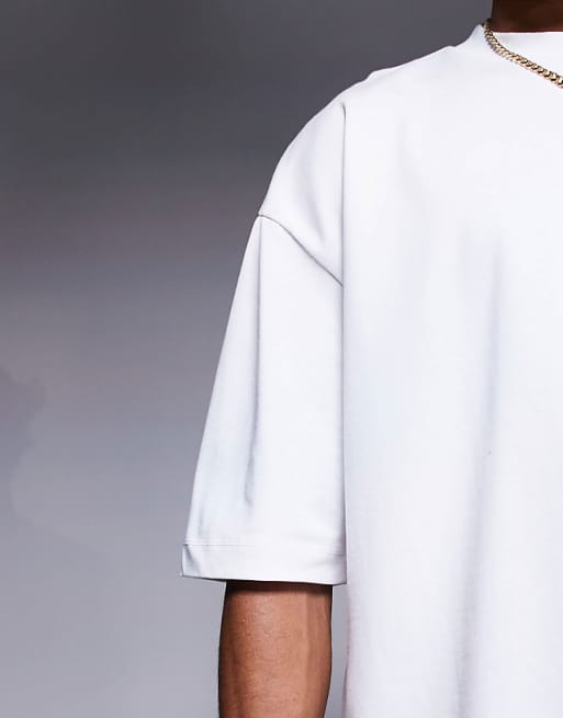 ASOS DESIGN Heavyweight Oversized Boxy Half Sleeve T-shirt In White