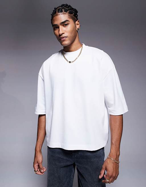 ASOS DESIGN heavyweight oversized boxy half sleeve t-shirt in white