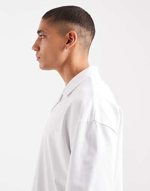 ASOS DESIGN Heavyweight Oversized Boxy Revere Polo In White