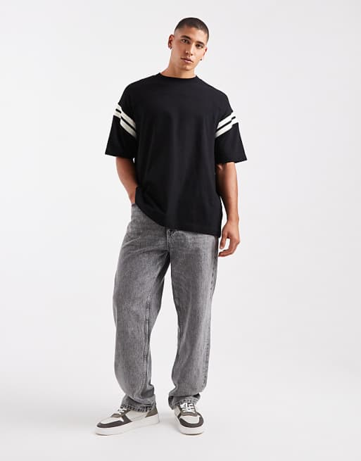 ASOS DESIGN Heavyweight Oversized Boxy T-shirt With Contrast Panel In Black