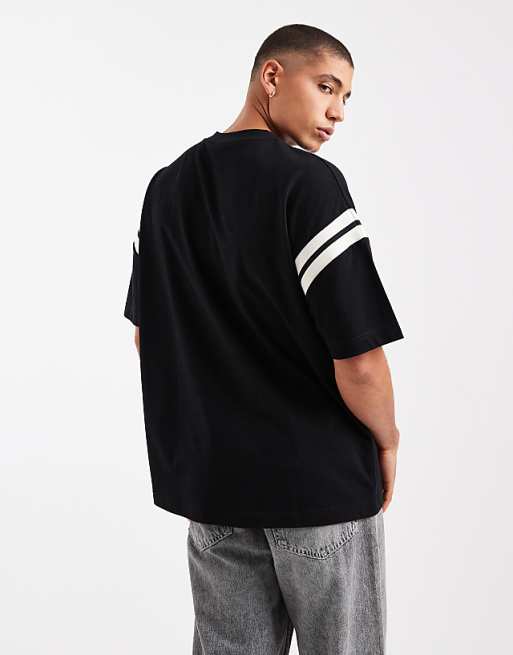 ASOS DESIGN Heavyweight Oversized Boxy T-shirt With Contrast Panel In Black