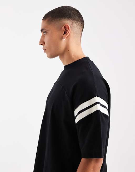 ASOS DESIGN Heavyweight Oversized Boxy T-shirt With Contrast Panel In Black