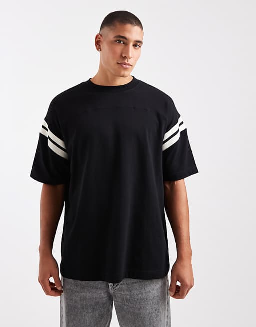ASOS DESIGN heavyweight oversized boxy t-shirt with contrast panel in black