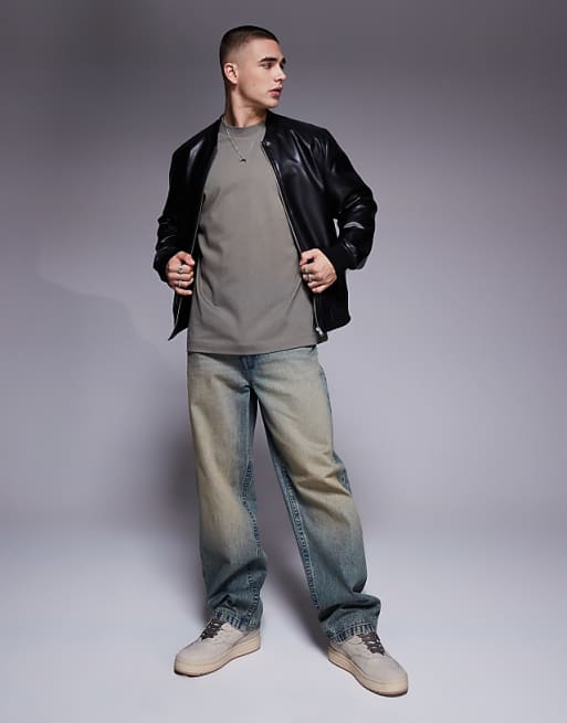 ASOS DESIGN Heavyweight Oversized Drop Shoulder T-shirt In Khaki