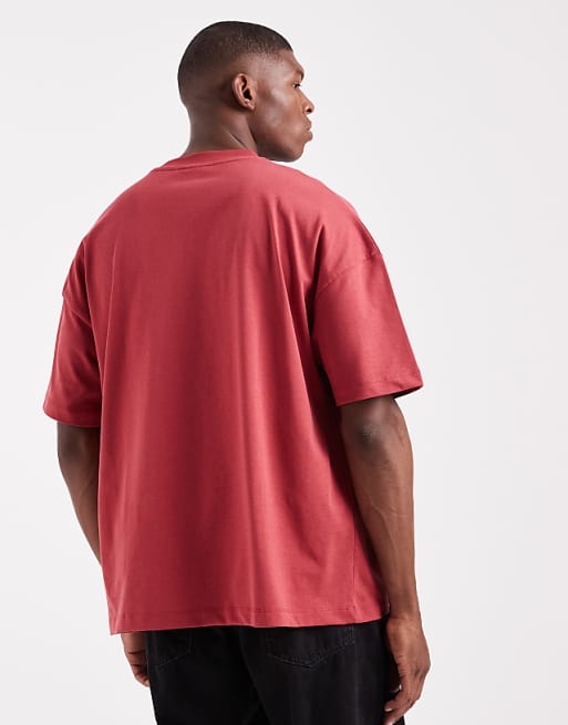ASOS DESIGN Heavyweight Oversized Drop Shoulder T-shirt In Red