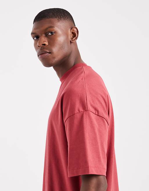 ASOS DESIGN Heavyweight Oversized Drop Shoulder T-shirt In Red