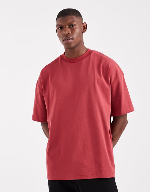 ASOS DESIGN heavyweight oversized drop shoulder t-shirt in red