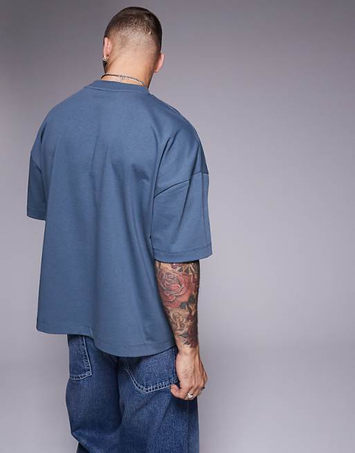 ASOS DESIGN Heavyweight Oversized Drop Shoulder T-shirt In Charcoal