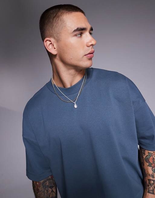 ASOS DESIGN Heavyweight Oversized Drop Shoulder T-shirt In Charcoal